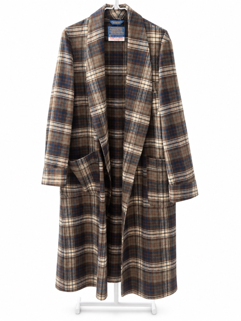 Pendleton Brown and Blue Plaid Men’s Long Robe Coat